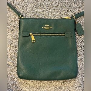 Coach Green Leather Crossbody Bag with Gold Hardware
